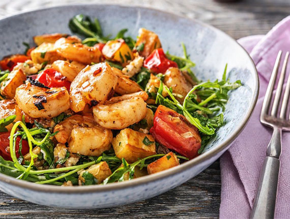 Tôm chiên pesto với tỏi và khoai tây đầy dinh dưỡng